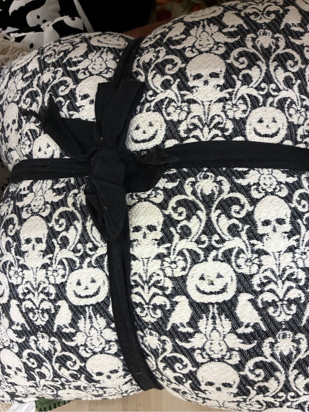 Set of Black and White Skull & Pumpkin Decorative Throw Pillow Cover -